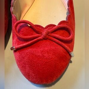 Lands' End Red Suede Flats with Bow